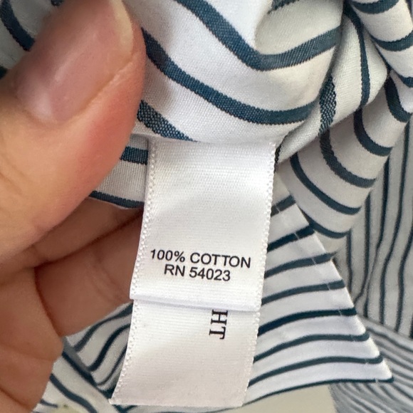 Banana Republic Navy and White Striped Button Down Shirt - Picture 4 of 5